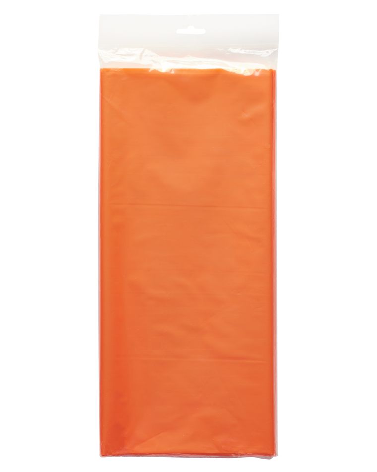 orange plastic table cover 54 in. x 108 in.