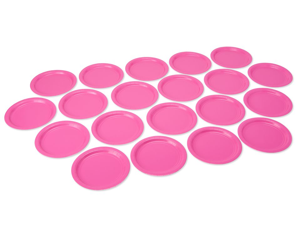 bright pink dinner round paper plate 20 ct
