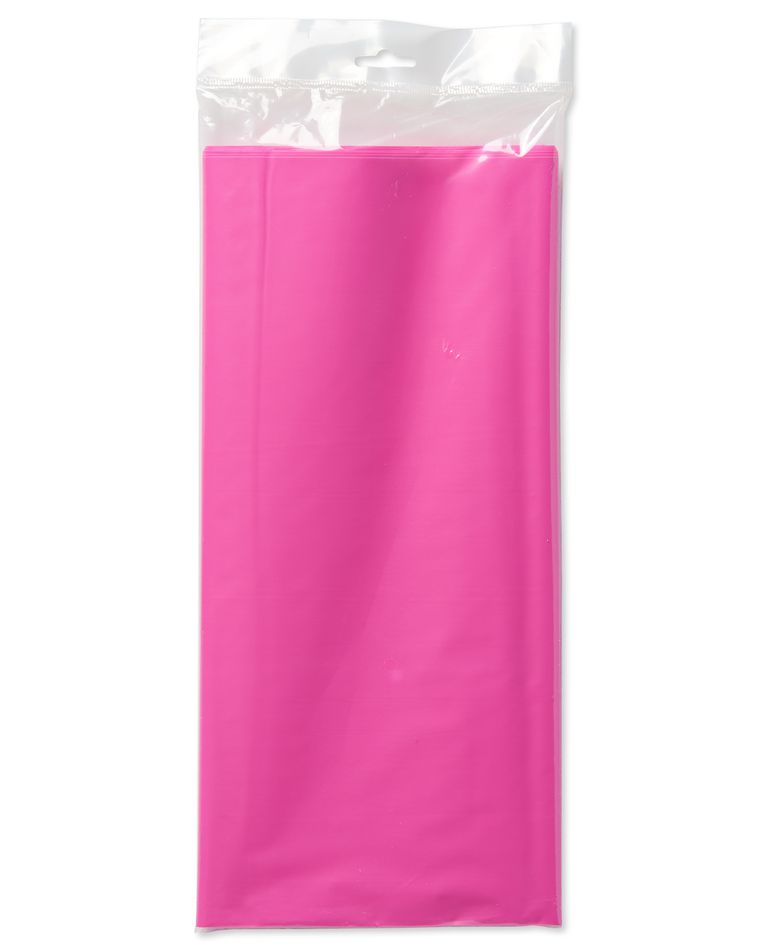 bright pink plastic table cover 54in x 108in