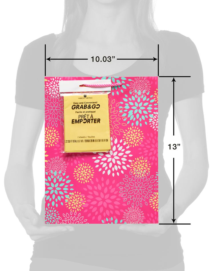 medium pink florals gift bag with tissue