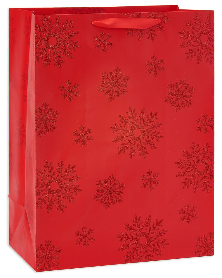 jumbo red snowflakes christmas gift bag