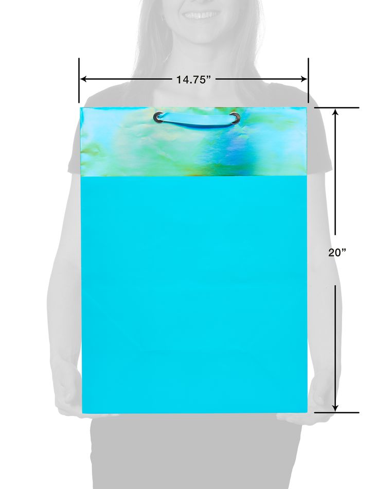 jumbo aqua metallic gift bag
