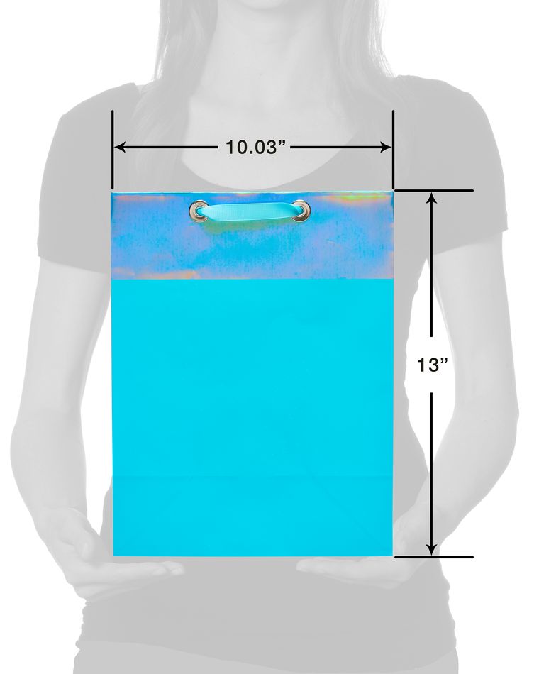 medium aqua metallic gift bag