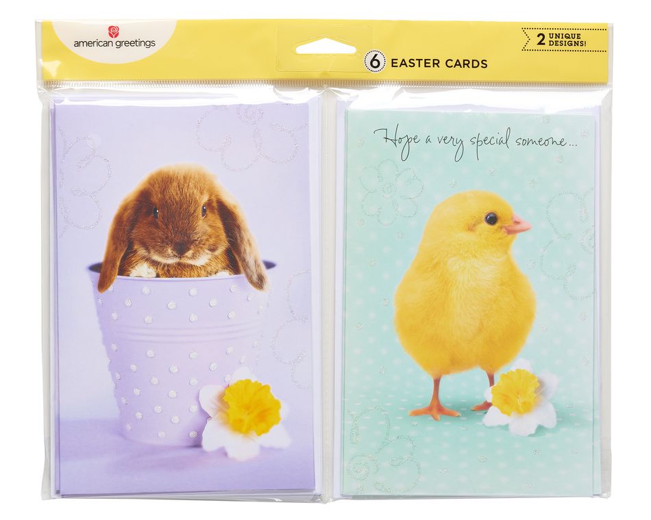 bunny and chick easter cards, 6-count