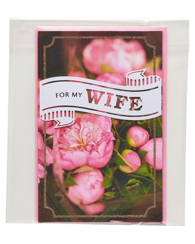 floral mother's day card for wife with glitter