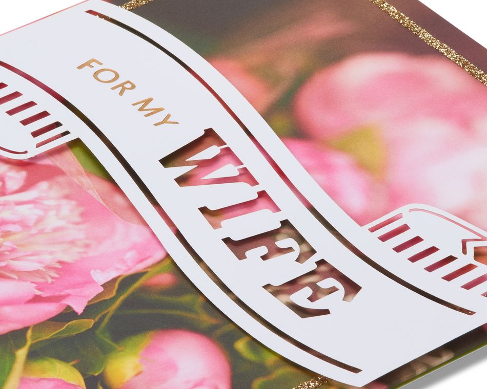 floral mother's day card for wife with glitter