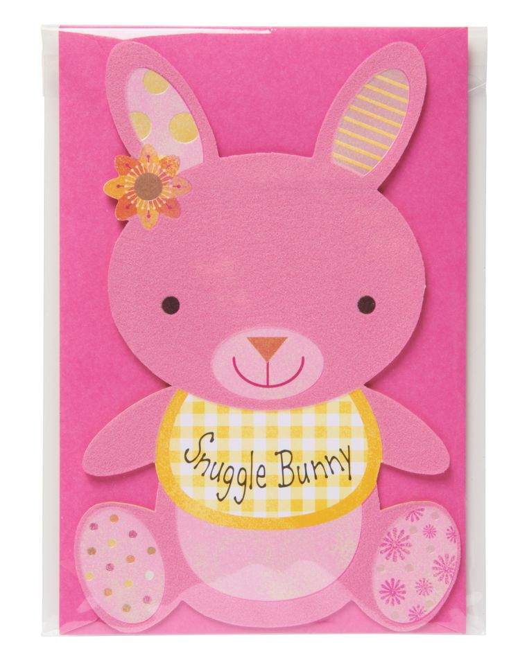 snuggle bunny new baby girl congratulations card with foil