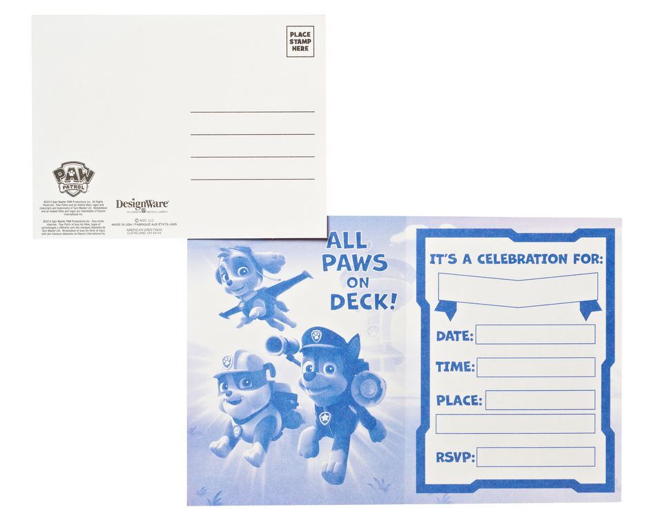 paw patrol invite and thank you combo pack 8 ct