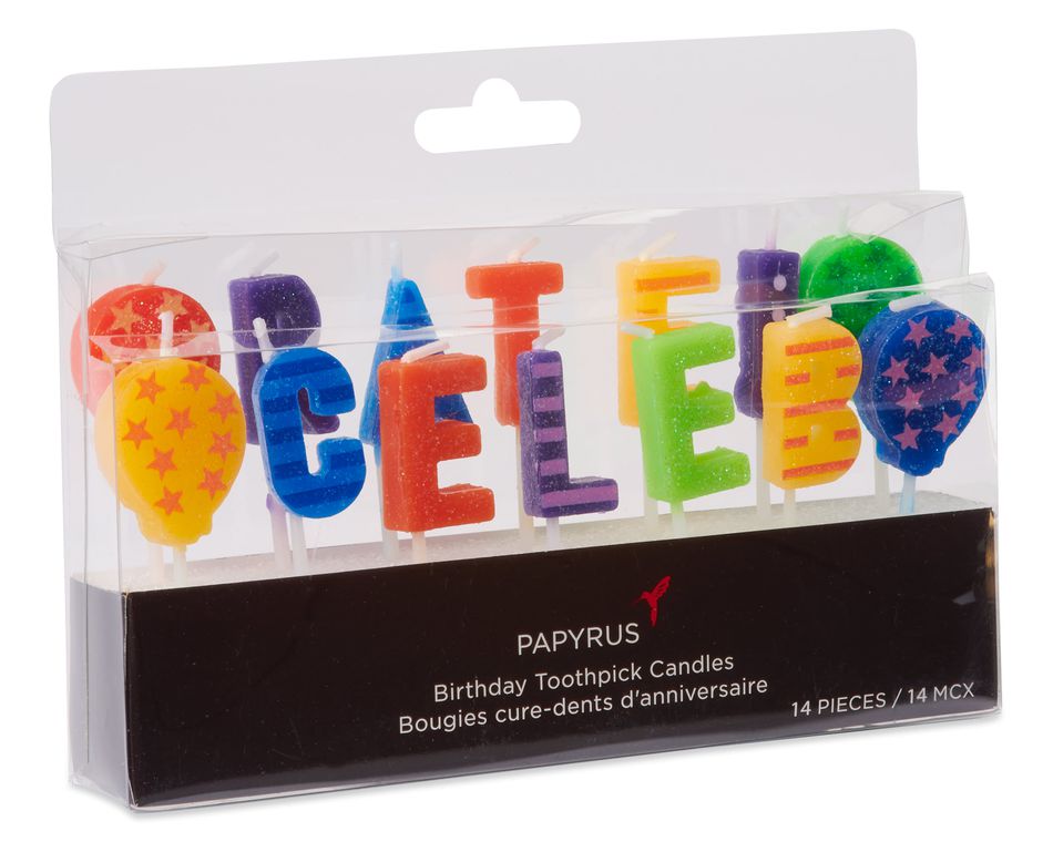 Lettered Candles Birthday Celebration Birthday Candles, 14Count Papyrus