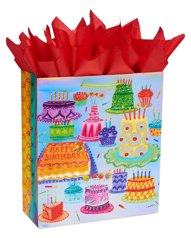 Birthday Fun Patterned Birthday Cake Jumbo Gift Bag With Scarlett
