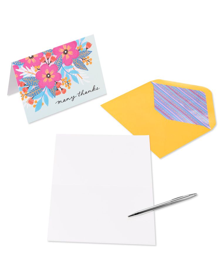 Blank Inside Vibrant Florals Thank You Boxed Blank Note Cards With