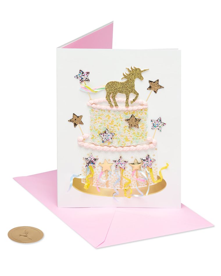 Multiprocessed Birthday Unicorn Cake Birthday Greeting Card For Kids ...