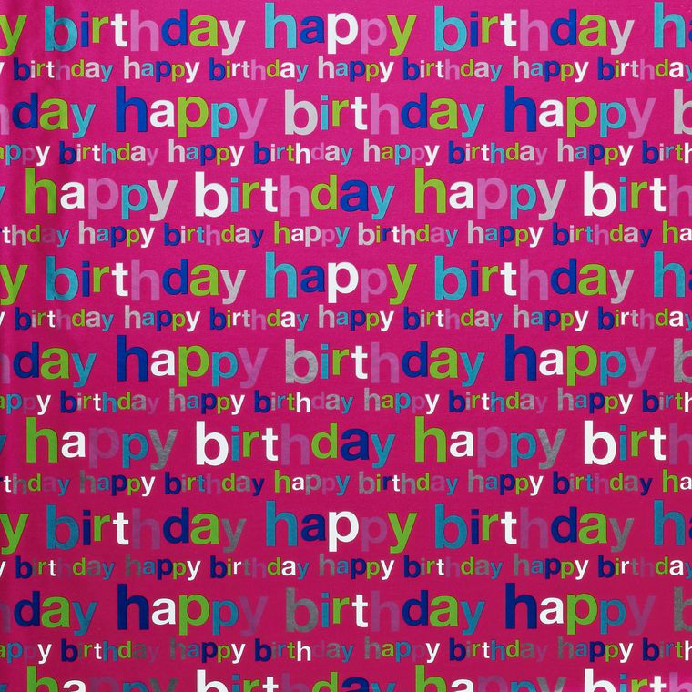 Birthday Wrapping Paper, Colorful 'Happy Birthday' On Bright Pink ...