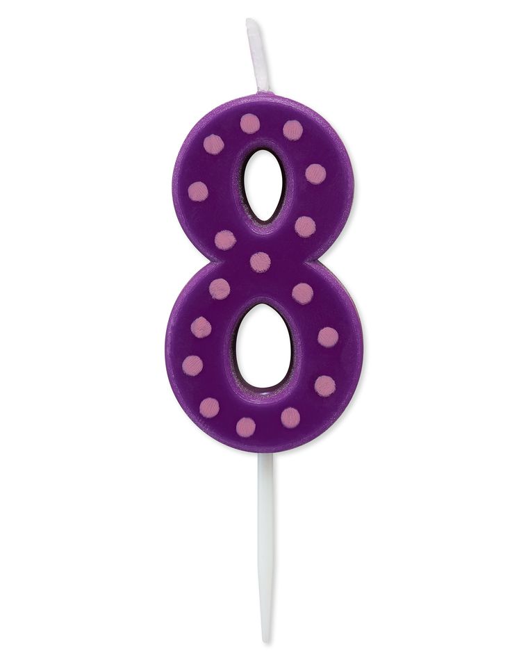 Purple Polka Dots Number 8 Birthday Candle, 1-Count | Papyrus