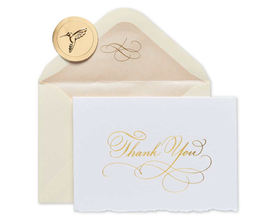 Wedding & Engagement Gold Script Boxed Thank You Cards And Envelopes, 8