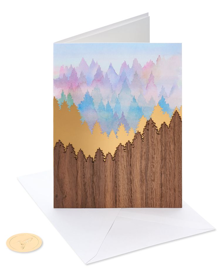 Wood Friendship Scenic Mountain Thinking Of You Blank Greeting Card