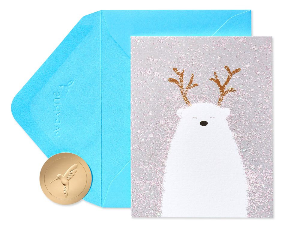 Glitter Seasons Greetings Holiday Polar Bear Christmas Boxed Cards, 20 ...