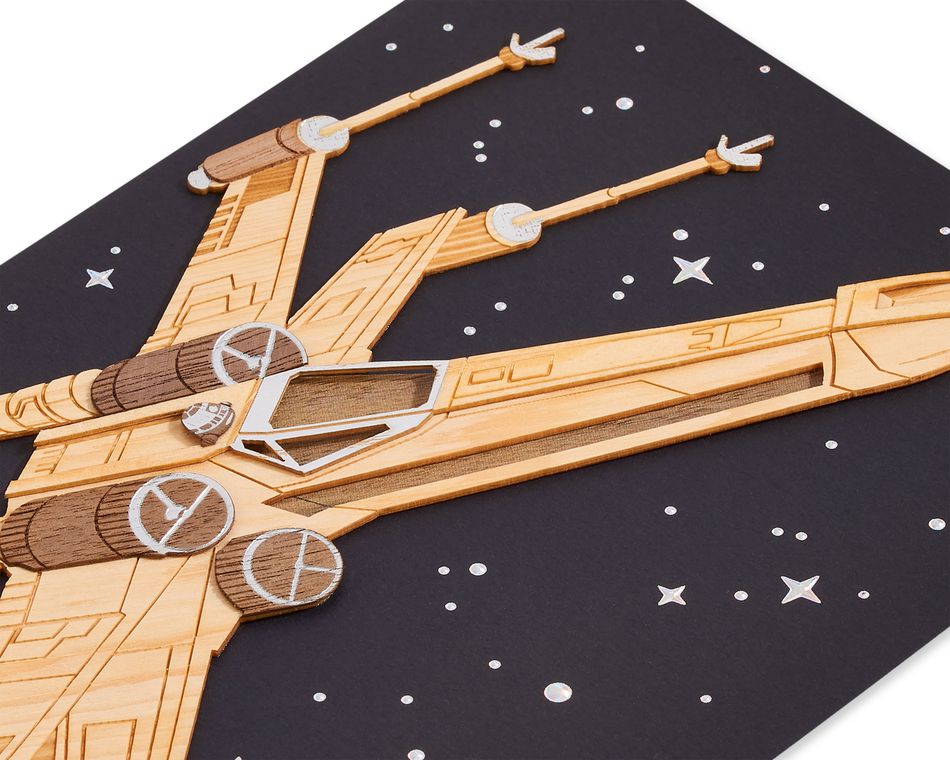 Wood Birthday Wood X Wing Fighter Star Wars Birthday Greeting Card For