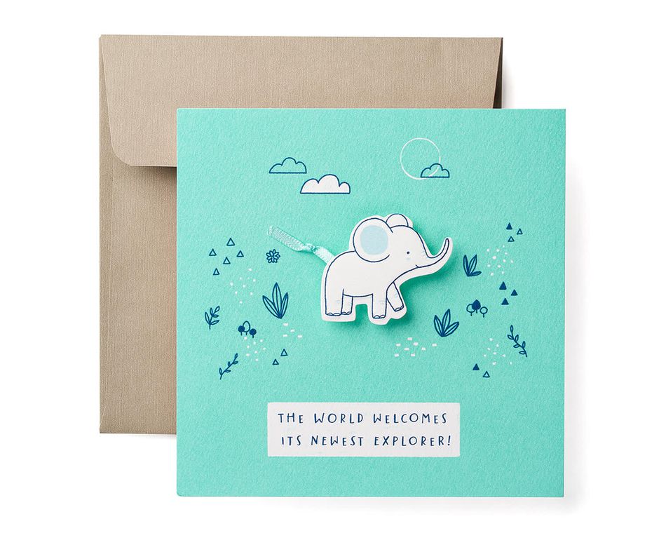 Instant Download Animal Cards Baby Elephant And Stars Congratulations