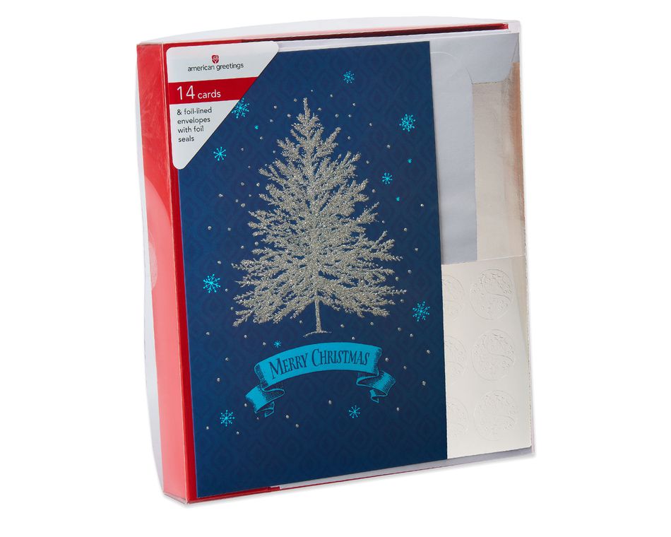 Silver Tree Christmas Boxed Cards, 14 Count  American Greetings